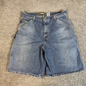 VTG Levis SilverTab Shorts Mens 34 Blue Skater Logo Cargo Denim Cotton Carpenter